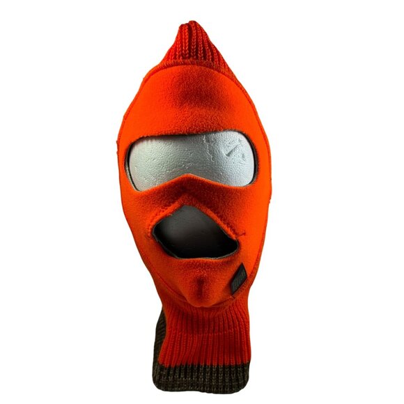 Vintage Camouflage & Blaze Orange Reversible Balaclava Mask Made In USA Hunting - Picture 1 of 9